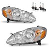 Headlights Assembly for 2003-2008 Toyota Corolla Headlamp Replacement Clear Lens Chrome Housing Amber Reflector Driver & Passenger Side