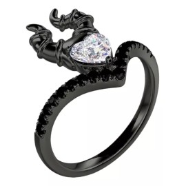 Dtup Anillo Malefica Elegante Oro Negro Corazon Gotico Dtup®