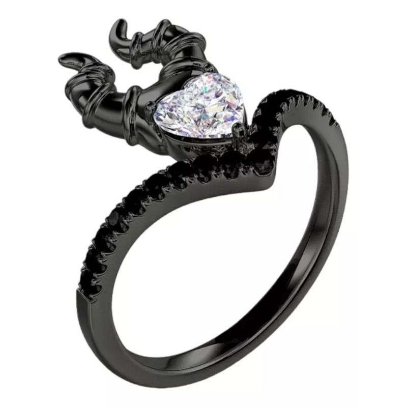 Dtup Anillo Malefica Elegante Oro Negro Corazon Gotico Dtup®
