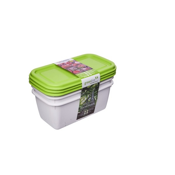 Gies 3665 3 Freezer Containers, 0.75 L, BPA-Free, Recyclable, Green, Made in Germany