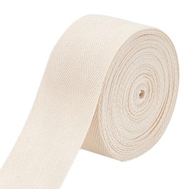 BENECREAT - Cinta de sarga de algodón de 10.94 yardas, cinta de algodón de espiga beige, cinta de cinta natural suave de 2 pulgadas de ancho para manualidades y costura, bolsa de tela con asa, bolsa