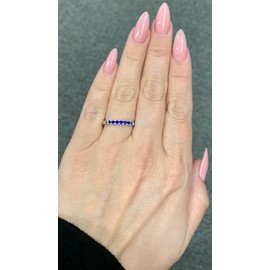 Boston Bay Diamonds - Anillo apilable de plata de ley 925 natural o cultivado en laboratorio, elección de colores y silueta de gemas, Metal Gema, zafiro azul