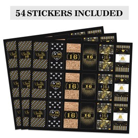 PHOHUI HAVE A NICE TIME Black and Gold 16th Birthday Party Mini Candy Bar Wrappers,Mini Candy Bar Wrappers Birthday Party Favors, Pack of 54. (16)