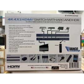 Evolution By VANCO EVSW1042 4K 4×1 HDMI Switch with ARC & HDR Supports 4K2K