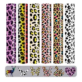 Leopard Printed Heat Transfer Vinyl 6 Sheets 12" x 10" Cheetah Patterned HTV Vinyl Iron on Vinyl for T-Shirts