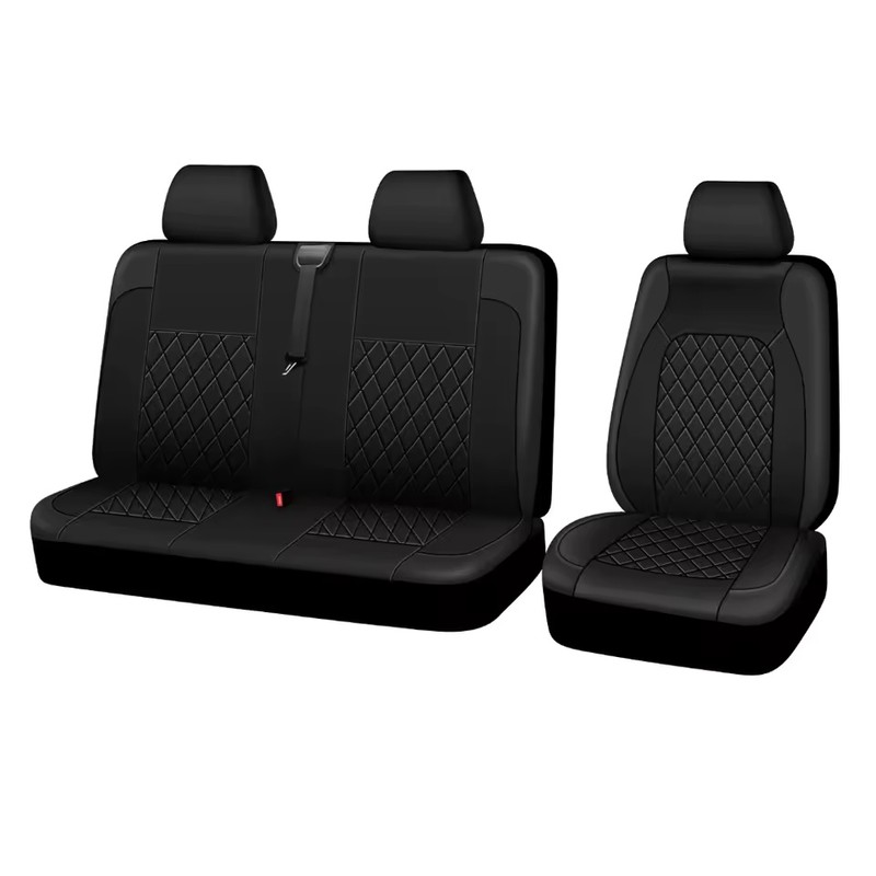 Black PU Leather 2+1 Van Front Seat Cover Set with