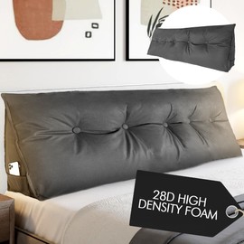 IVORI Home Luxury Headboard Pillow - Bed Rest Reading Pillow Bolster for Sitting - Backrest Position Support for Queen Bed or Daybed - 28D High Desntiy Foam (Modern Gray)