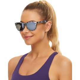 EPHIU Square Sports Polarized Sunglasses for Women and Men Mirror Lens Beach Sunglasses No Bounce No Slip for Running (Crystal Marble Grey)