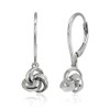 Sterling Silver Polished Love Knot Ball Leverback Dangle Earrings for