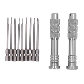 Steel Slotted Screwdriver Set with 9 Bits 2 Handles Hand Tool for Camera Lens Computer Electrical Maintenance