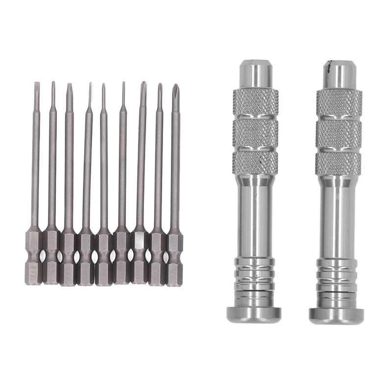 Steel Slotted Screwdriver Set with 9 Bits 2 Handles Hand