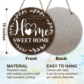 Home Sweet Home Wooden Hanging Sign, Greenery Welcome Sign Front Door Decor, Farmhouse Wall Sign For Front Door, Rustic Welcome Sign Decoration For Home Office Porch Garden Yard -05