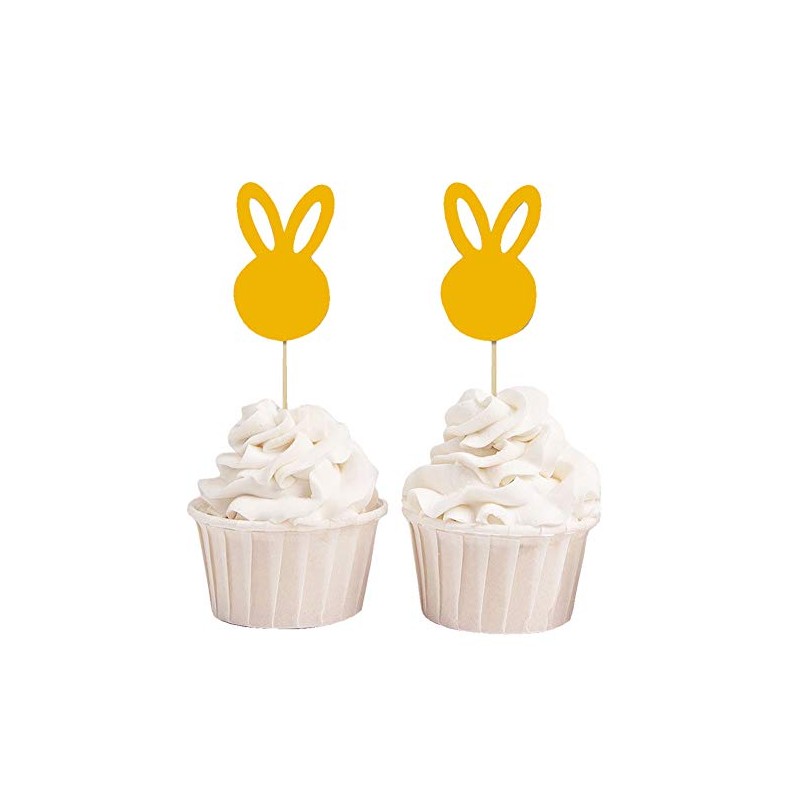 Darling Souvenir, Yellow Easter Bunny Rabbit Cupcake Toppers Dessert Decoration