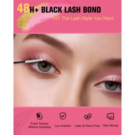 EMEDA Lash Cluster Glue, 2-in-1 Lash Bond and Seal Waterproof Lash Glue for Eyelash Clusters Strong Hold for 72 Hours DIY Individual Eyelashes Latex Free (White)