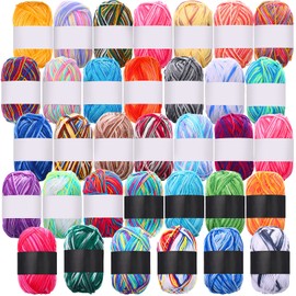 34 Rolls Milk Cotton Yarn for Crocheting Colorful Knitting Yarn Multi Colored Yarn Soft Rainbow Yarn Crochet Yarn for Crocheting and Knitting Craft Project