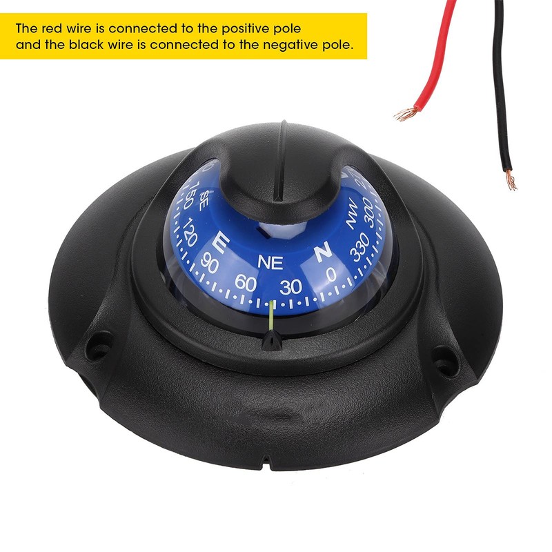 Boat Compass, Sea Dashboard Marine Compass Multi‑Functional Flush Mount High