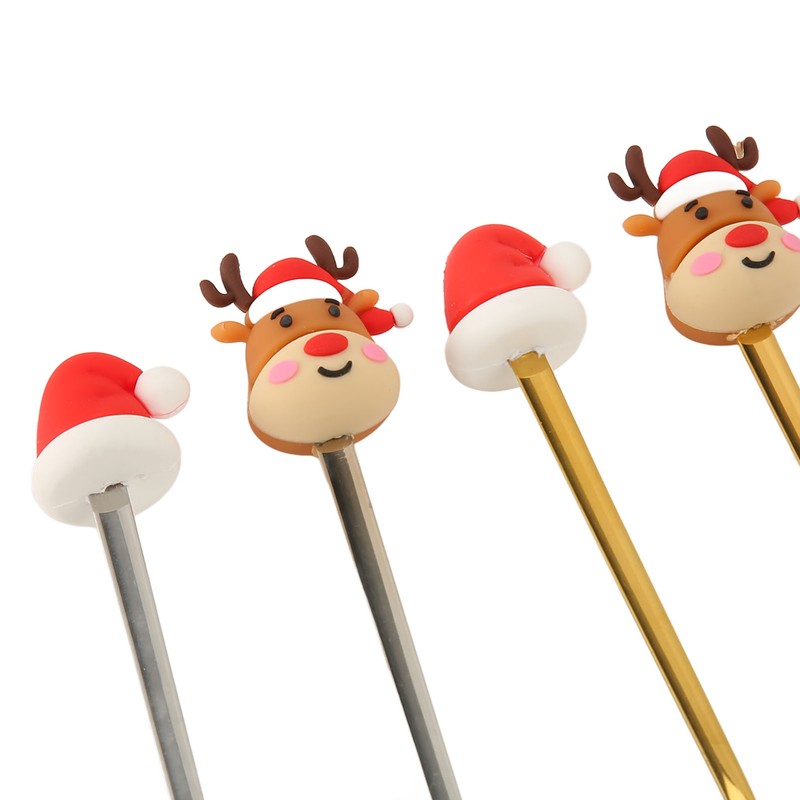 4Pcs Christmas Spoons and Forks Set Stainless Steel Cartoon Funny