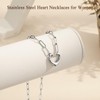 Emibele Dainty Silver Heart Charm Necklace for Women, Stainless Steel