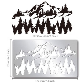 beinkmake Metal Stencil Forest Stainless Steel Stencils Mountain Reusable Drawing Template for Painting on Wood Walls Fabric Furniture Canvas Journaling Decor