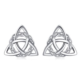 CUPENDA Celtic Knot Earrings 925 Sterling Silver Celtic Knot Stud Earrings Irish Jewellery for Women