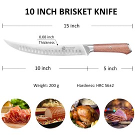 YOTSUBA Butcher Knife, 10 Inch Breaking Knife, Razor Sharp High Carbon Steel Curved Carving Knives for Meat Cutting with Ergonomic Handle, Slicing Brisket Knives for kitchen with Gift Box
