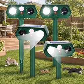 2026 New Animal Repellent Outdoor Squirrel Raccoon Sonic Fortress Pro Deer Repellent Devices with Light for Garden, Motion Activated Cat Deterrent to Scare Rabbit Skunk Fox Dog for Farm Yard (4)