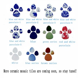 1 Pound Ceramic Mosaic Tiles Assortment Color Mixed Size Polished Porcelain Tiles Oval Mosaic Pieces for DIY Crafts Floor Flowerpots Handmade Home Decor - Blue Series