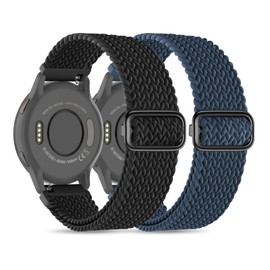 EverAct 2 Pack Braided Band 18mm Soft Nylon Compatible with Garmin Venu 3S 41mm/Venu 2S/Vivoactive 4S/Vivomove 3S/Forerunner 255S/Forerunner 265S, Quick Release Strap Wristband Loop for Women Men