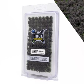 Huge Miniatures Flower Tufts, Black Huge Minis – 100 Self-Adhesive Grass Tufts