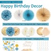 Dusty Blue Beige Champagne Women Birthday Decorations, Boho Neutral Boys
