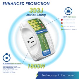Lavamatic WS-10521 Electronic Voltage & Surge Protector for Front and Top Load Washers - Protect Your Washing Machine Against High and Low Voltage, Brownouts and Spikes ((2) Pieces)