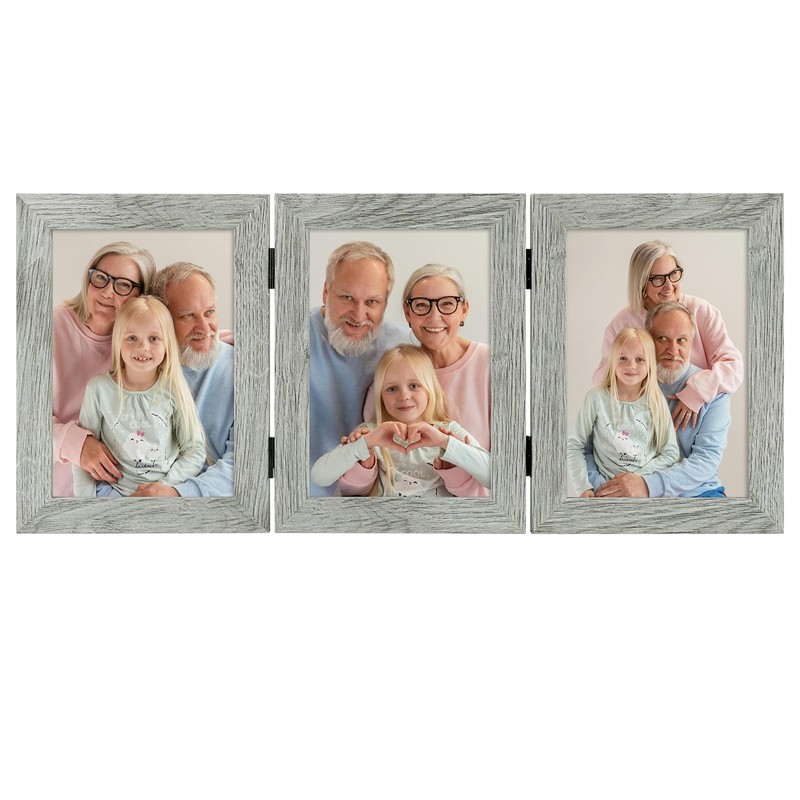 Frametory, 5x7 Triple Picture Frames Hinged 3 Photos Frame Collage,