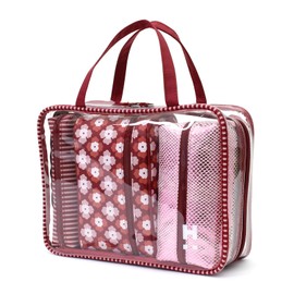 Hapitas Introduced on Mezamashi TV! (20240424) Clear Pouch, Travel Goods, Cosmetic Pouch, Cosmetic Pouch, Travel Pouch Set, 7122A Red