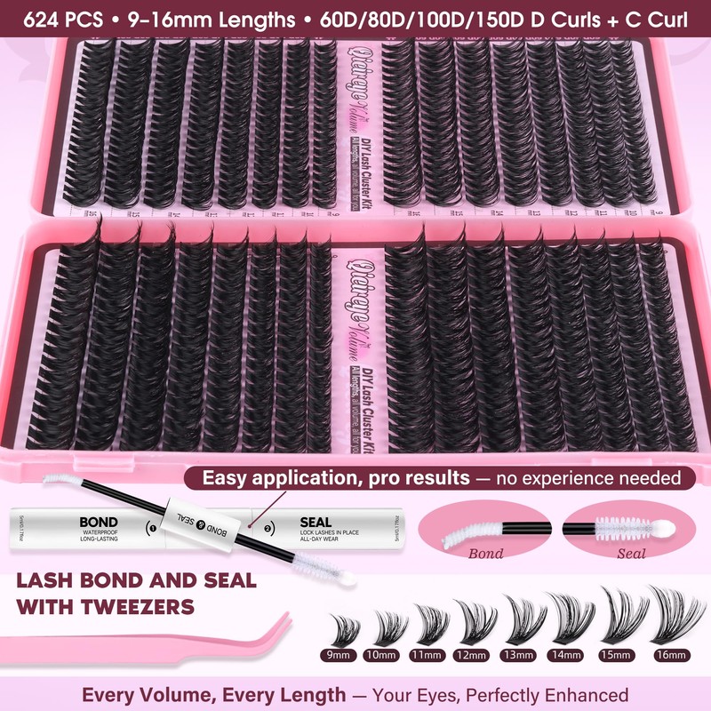Wispy Lash Clusters Kit Fluffy Cluster Eyelash Extensions 624pcs