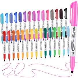 Affisure Permanent Markers, Ultra Fine Point Markers Set, 30 Assorted Colors Work on Wood, Plastic, Paper, Metal, Stone, Glass for the Artist、Kids、Adult, 30 Count