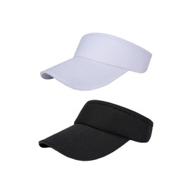 DHWEKU Pack of 2 Visor Cap, Fashion Peaked Cap Men and Women, Breathable and Sweat-Absorbing Summer Cap with Sun Visor, Sun Protection Umbrella Cap for Outdoor Golf Tennis, Black, White, Black and
