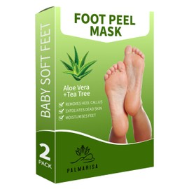 Palmarisa - Foot Peel Mask with Aloe Vera & Tea Tree - 2 Pack Peel off Peeling Socks | Removes Heel Callus | Exfoliates Dead Skin | Treats hard skin | Repairs Cracked Heels | Moisturises Feet