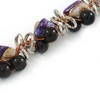 Avalaya Black Ceramic Bead & Purple/Natural Shell Composite Silver Tone