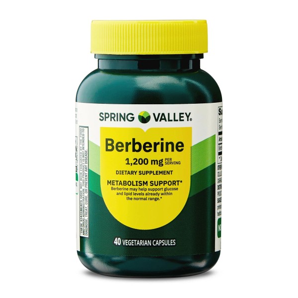Spring Valley Berberine Dietary Supplement Vegetarian Capsules, 1200 mg, 40