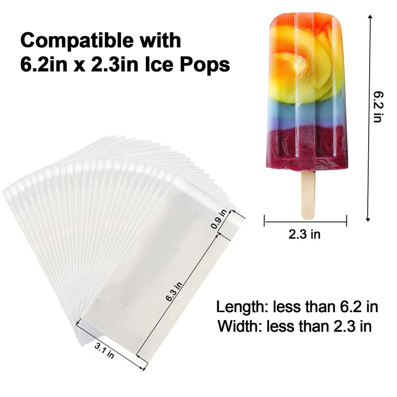 Miaowoof 200PCS Popsicle Bags Sealable, Ice Pop Bags For Ice
