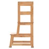 Kitchen Step Stool for Kids with Safety Rail,Solid Wood Construction