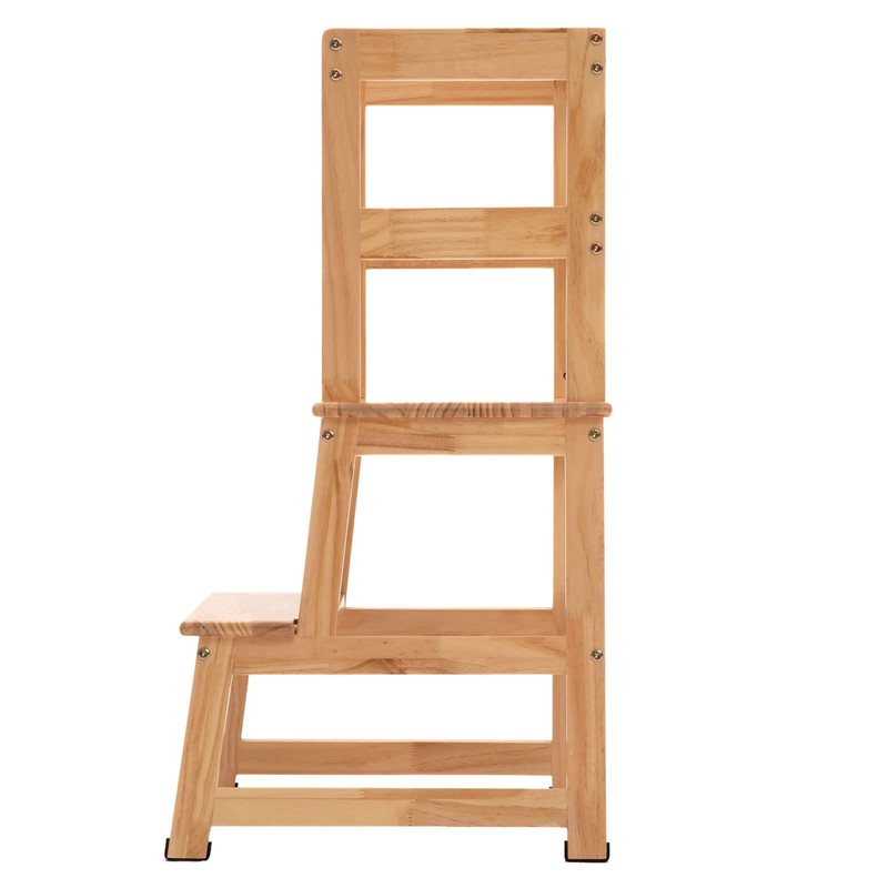 Kitchen Step Stool for Kids with Safety Rail,Solid Wood Construction