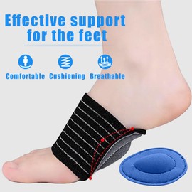 DANGANEN 3 Pairs Arch Support Compression Sleeves for Plantar Fasciitis Relief – Lightweight Breathable Foot Brace with Cushion Pad & Adjustable Strap, Machine Washable Universal Fit (Blue, standard)