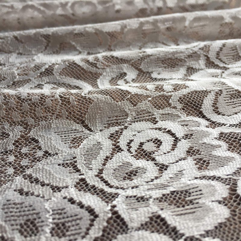 Olive Lace 6 inches Wide White Stretchy lace Ribbon Elastic