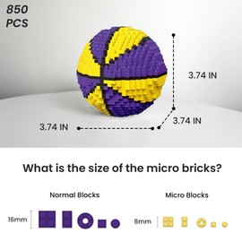 Vziimo Basketball Building Set for Adults, Purple & Yellow Basketball Décor Model Kit, STEM Toys Gifts for Sports Game Fans(850 Pieces)