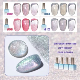 U-Shinein Glittergel Gel Pigment Gel Nagellack Schillernd Holographisch Glitter Gel Gel Pigment Gel Langanhaltend Durchscheinend Nagelgel Notwendigkeit Härten 12