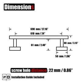 JQK Bath Towel Bar, 24 Inch 304 Stainless Steel Thicken 0.8mm Towel Rack Bathroom, Towel Holder Brushed Finished Wall Mount, Total Length 27 Inch 2 Pack, TB110L24-BN-P2