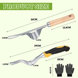 UBJUBT 2 Pack Weed Remover Tool, Stainless Weeding Tool with Gloves, Weed Puller Root Remover with V-Shape Hook, Weeding Tools for Garden, Dandelion，Patio and Lawn