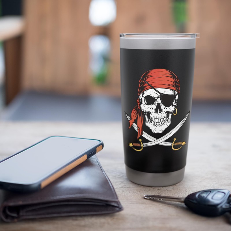 Jolly Roger Pirate Flag - Buccaneer Freebooter Stainless Steel Insulated