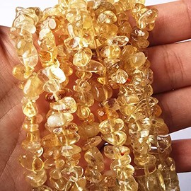 Bacatgem 5-10mm Natural Citrine Irregular Tumbled Chip Beads for Jewelry Making,Crystal Drilled Loose Bead Strand DIY Craft Supplies(2 Strands)